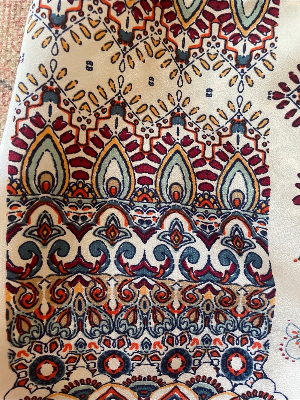 Sleeveless Medallion-Print Cream Camisole with Blue & Rust Accents - Picture 2 of 8
